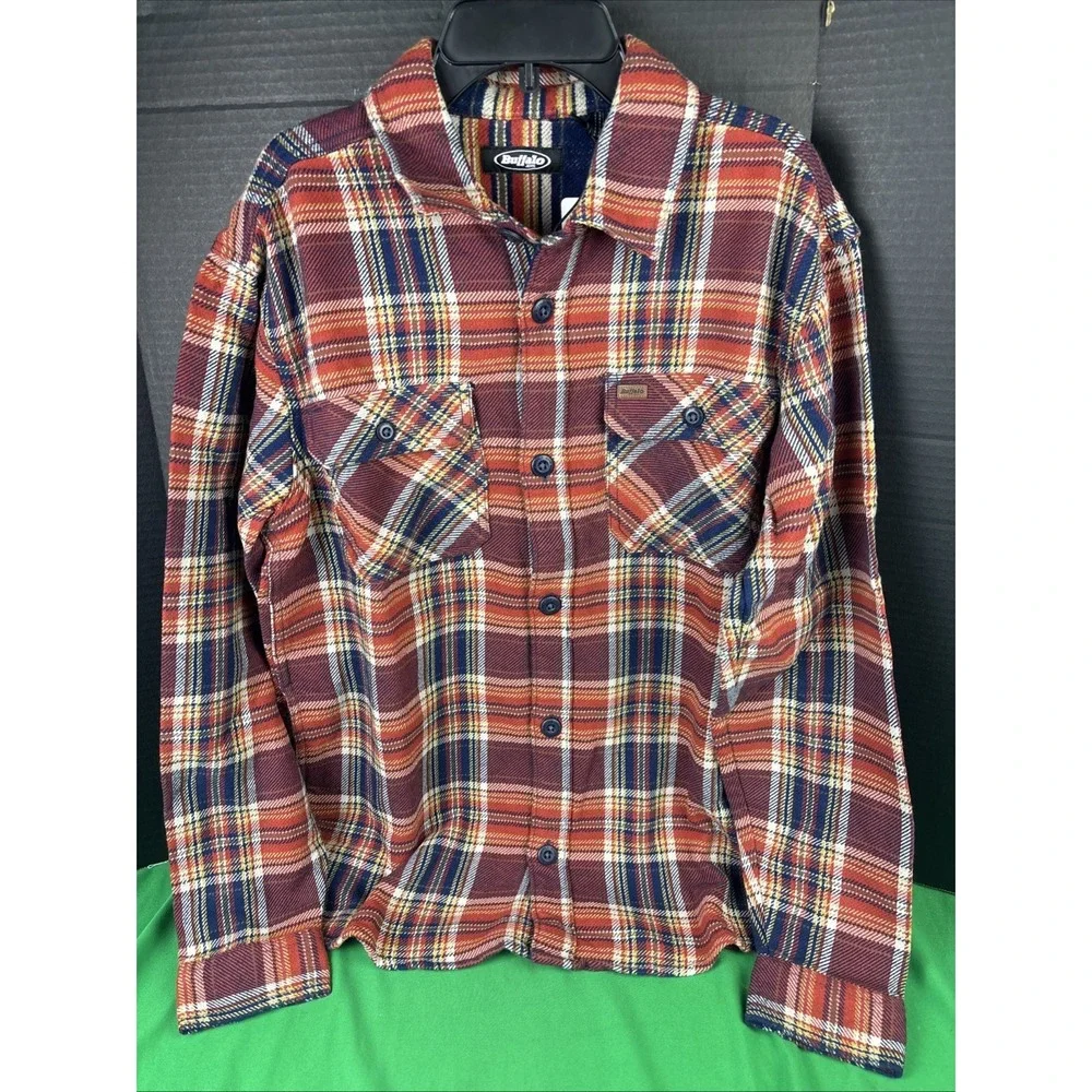 Buffalo David Bitton Mens Plaid Shirt Jacket Red Small Cotton Button Up NWT